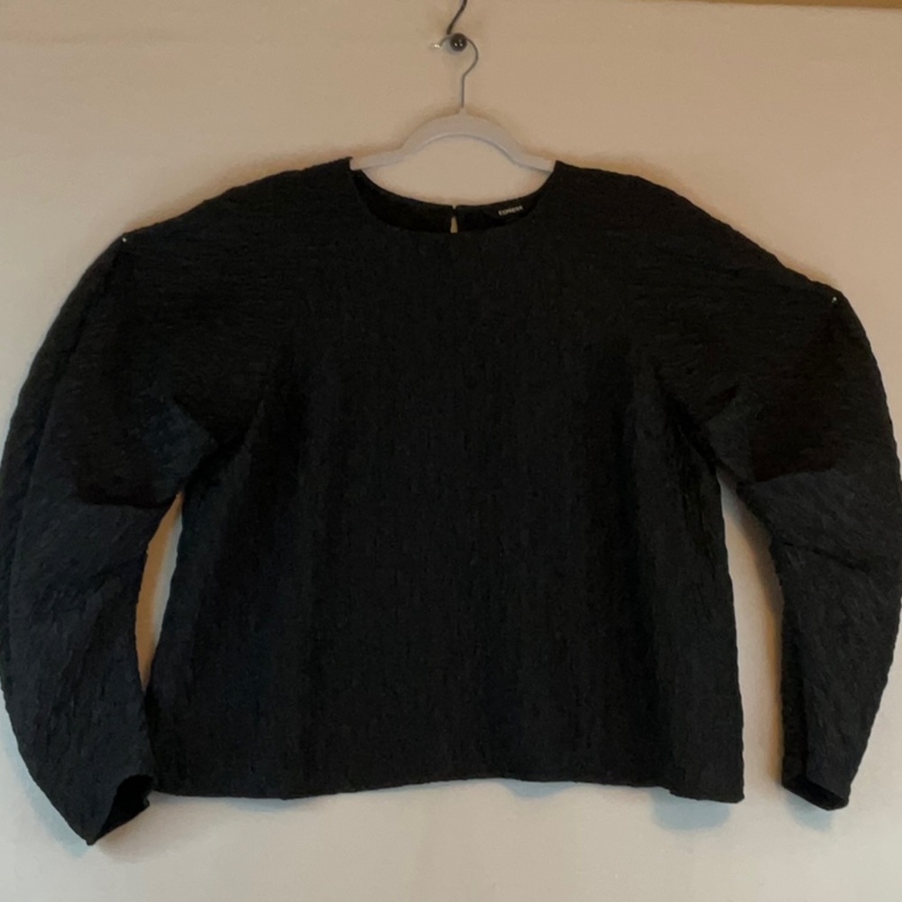 EXPRESS Black Women's Top with funky sleeves-XL